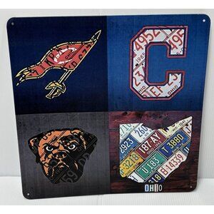 Cleveland Ohio Vintage Retro Metal Wall Sign 12x12 Man Cave Bar Garage Decor
